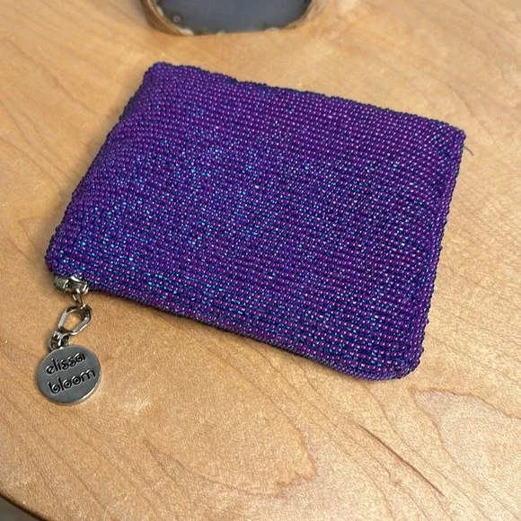 vintage Elissa Bloom beaded purple and red heart wallet coin purse Y2K - Picture 3 of 6